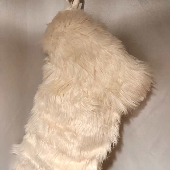 Fluffy Cream Faux Fur Christmas Stocking Decoration 20”H - Picture 3 of 3